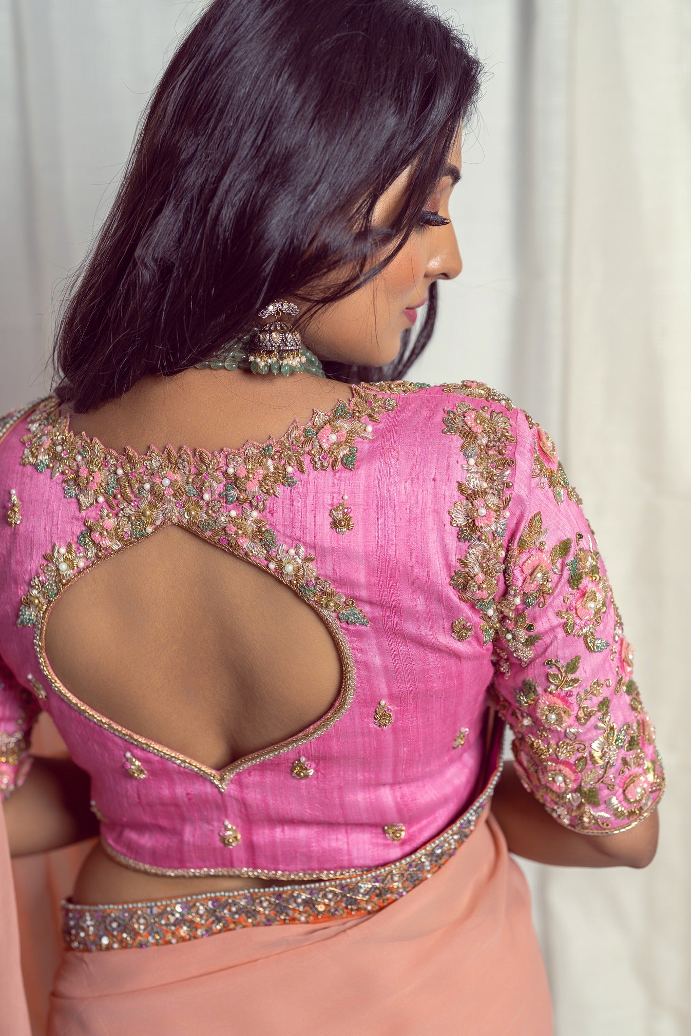 3D floral embroidered blouse